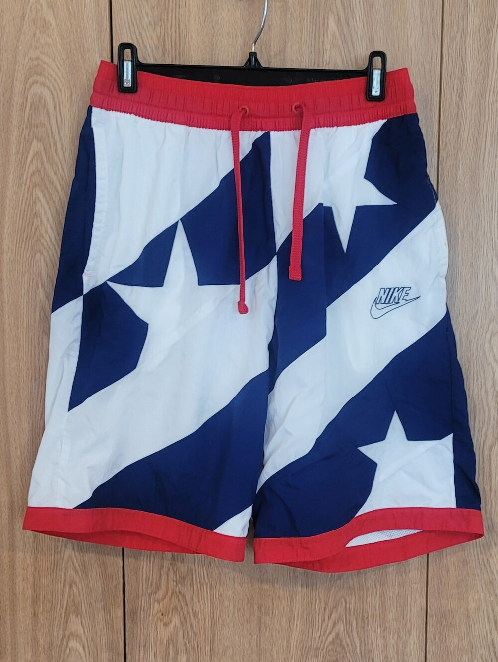 Nike Dri Fit Mens Throwback Red White And Blue Medium Shorts